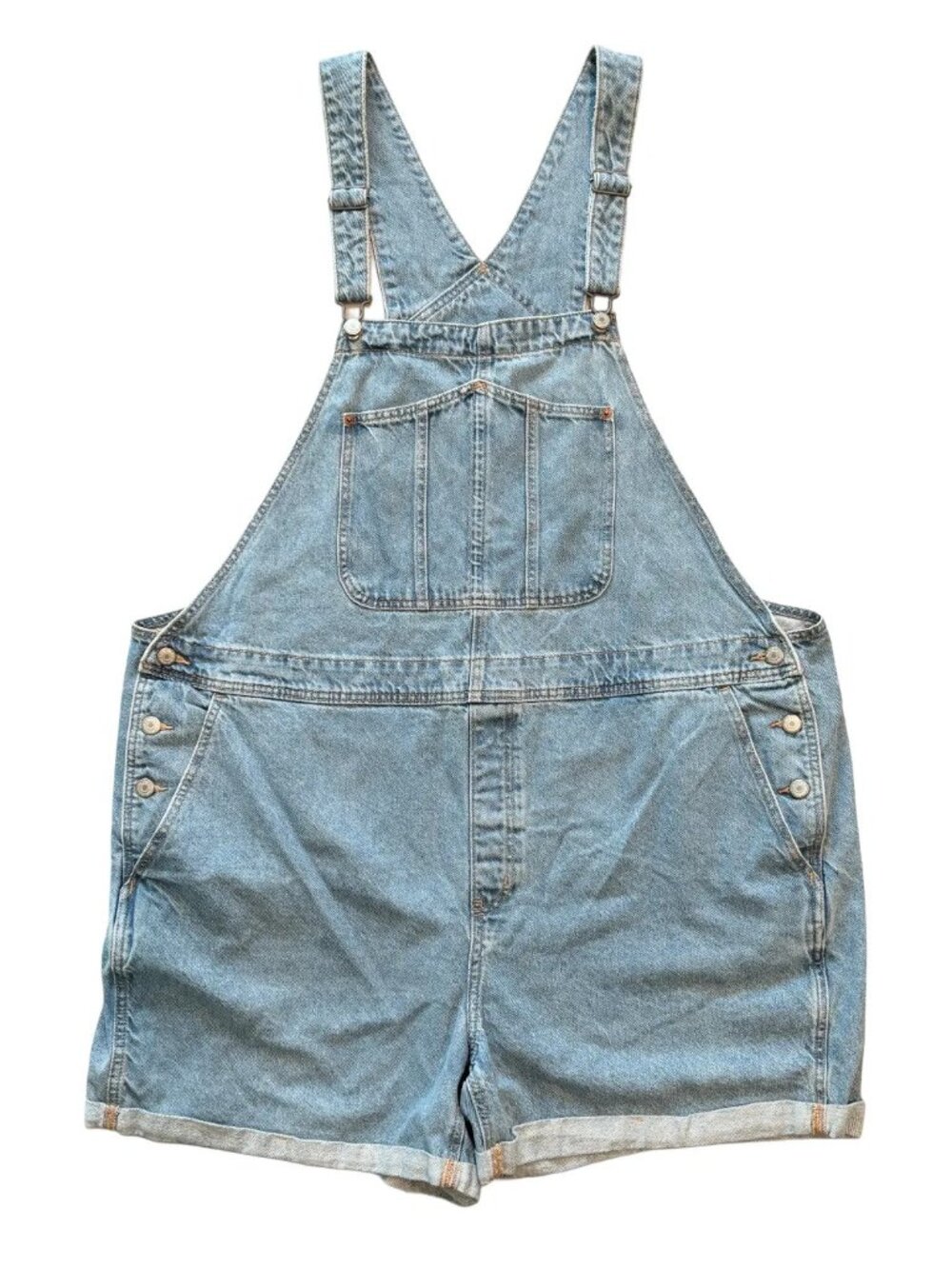 OLD NAVY Slouchy Straight Jean Short Overalls Shortalls Medium Wash SZ 3X